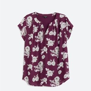 Paper Moon Vivier Short Sleeve Mixed Material Blose
